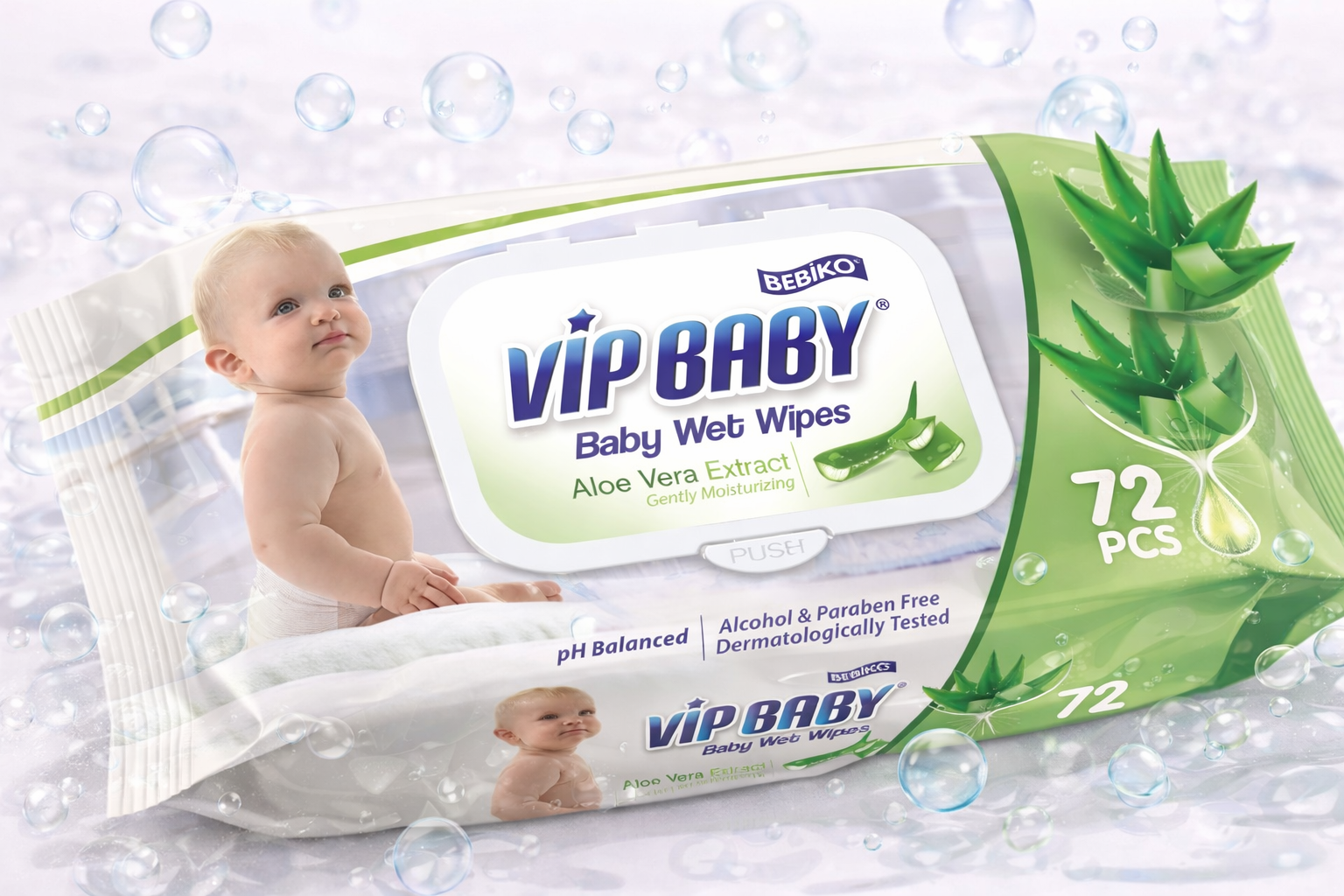Bebiko VIP Aloë Vera Baby Doekjes – 72 stuks