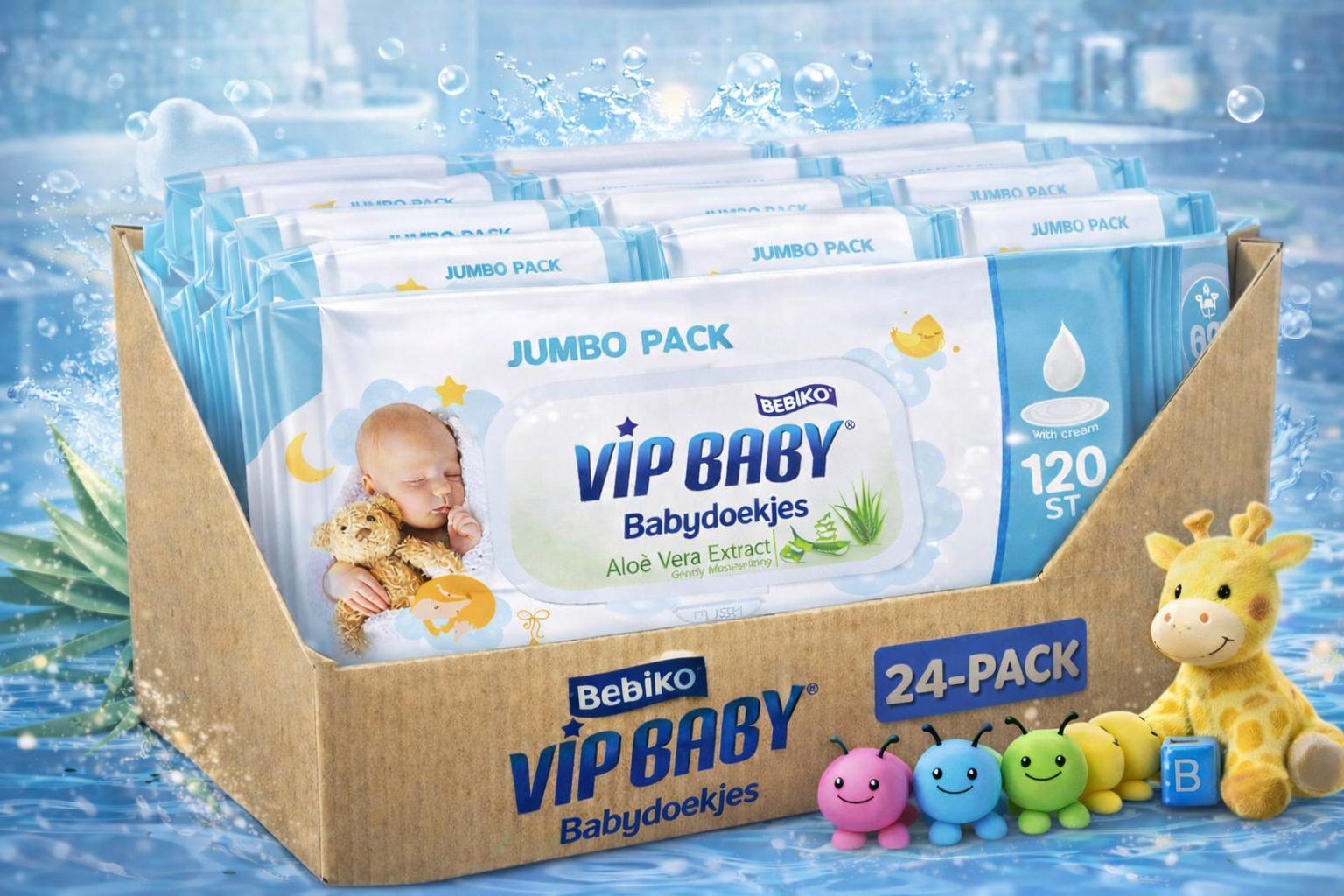 Bebiko VIP Baby Jumbo Baby Doekjes - Bundel 2880 stuks (24 x 120)